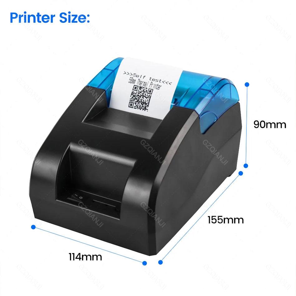 Mini Bluetooth Thermal Printer Wireless UBS Desktop 58Mm Receipt Bill Printers Loyverse POS Free App SII on Android Ios Windows
