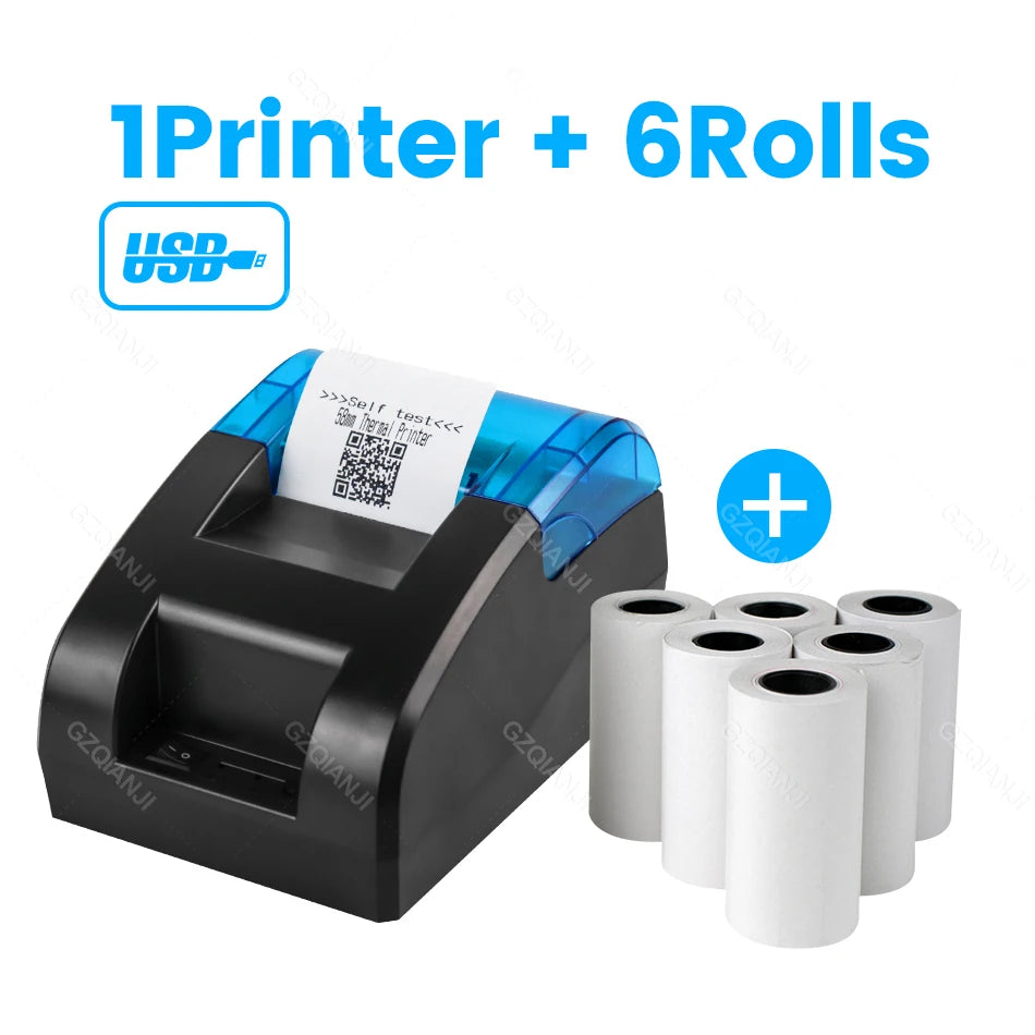 Mini Bluetooth Thermal Printer Wireless UBS Desktop 58Mm Receipt Bill Printers Loyverse POS Free App SII on Android Ios Windows