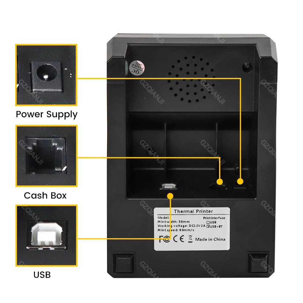 Mini Bluetooth Thermal Printer Wireless UBS Desktop 58Mm Receipt Bill Printers Loyverse POS Free App SII on Android Ios Windows