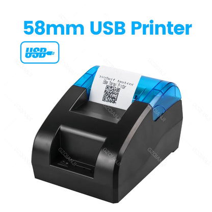 Mini Bluetooth Thermal Printer Wireless UBS Desktop 58Mm Receipt Bill Printers Loyverse POS Free App SII on Android Ios Windows