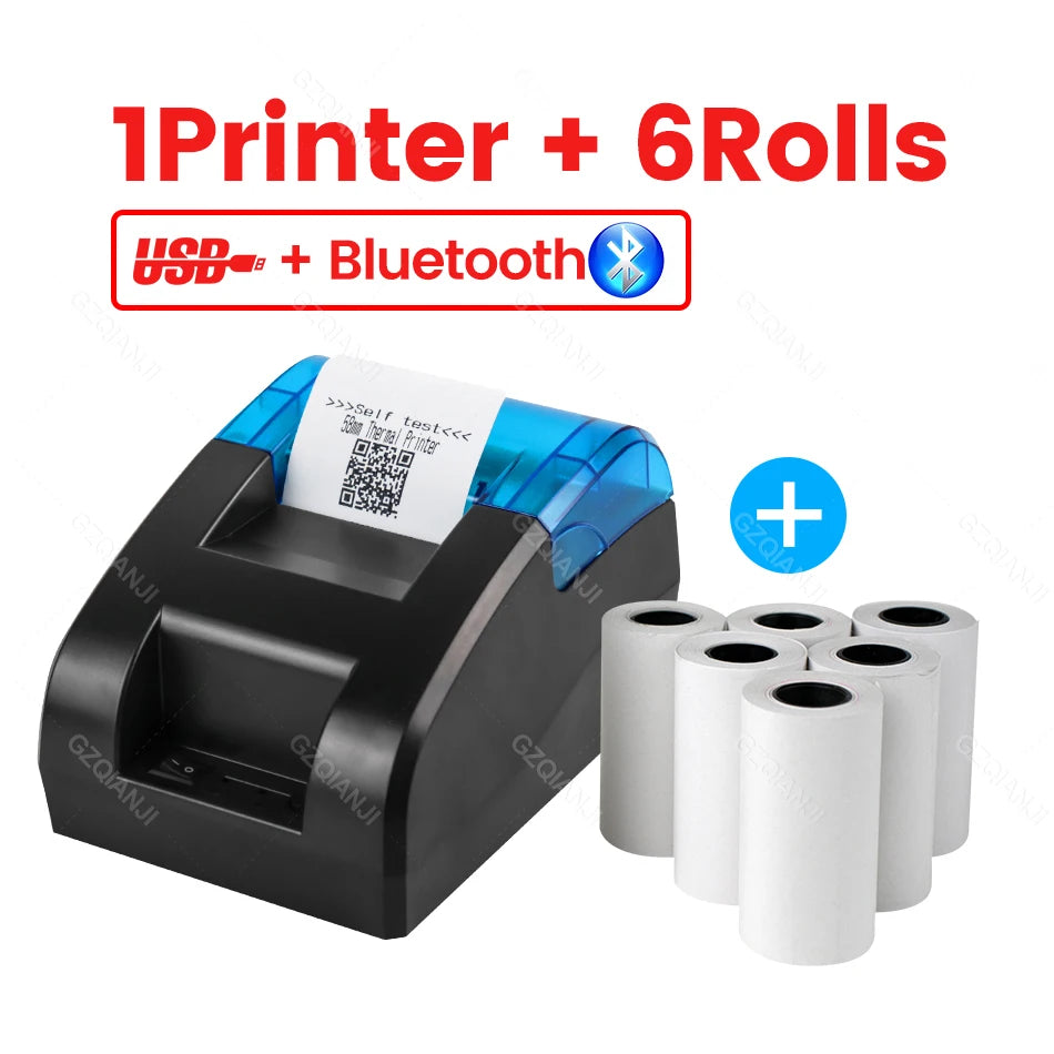 Mini Bluetooth Thermal Printer Wireless UBS Desktop 58Mm Receipt Bill Printers Loyverse POS Free App SII on Android Ios Windows
