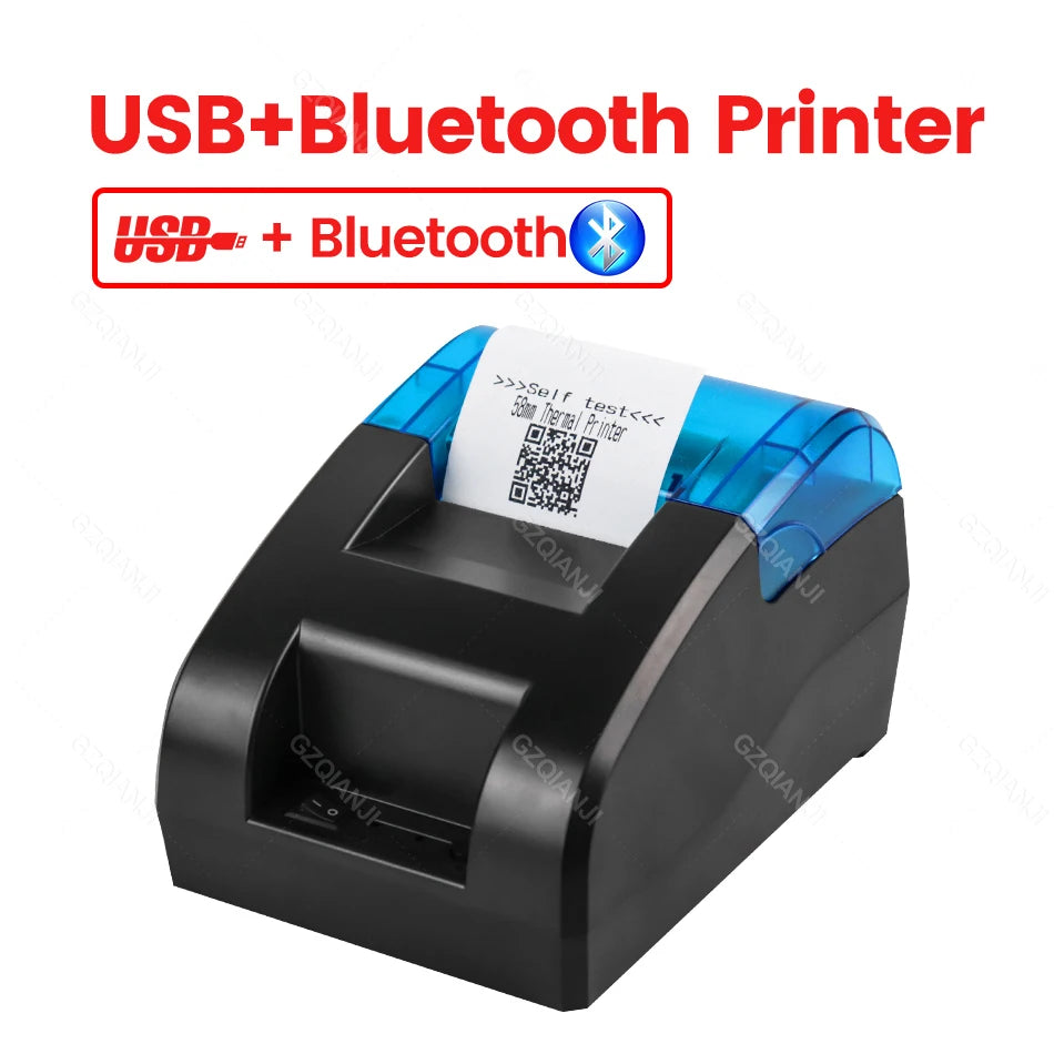 Mini Bluetooth Thermal Printer Wireless UBS Desktop 58Mm Receipt Bill Printers Loyverse POS Free App SII on Android Ios Windows